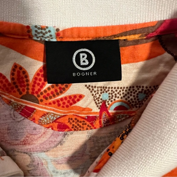 Bogner Red and Orange Paisley Polo Short Sleeve Shirt - Picture 2 of 6